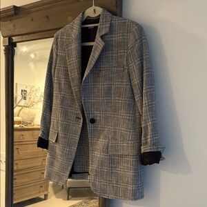 Zara Gray Plaid Blazer